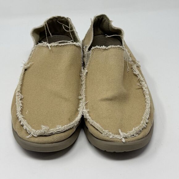 Crocs Santa Cruz Shoes Mens 10 Tan Brown Canvas Slip On Loafers Comfort Preppy main image 8